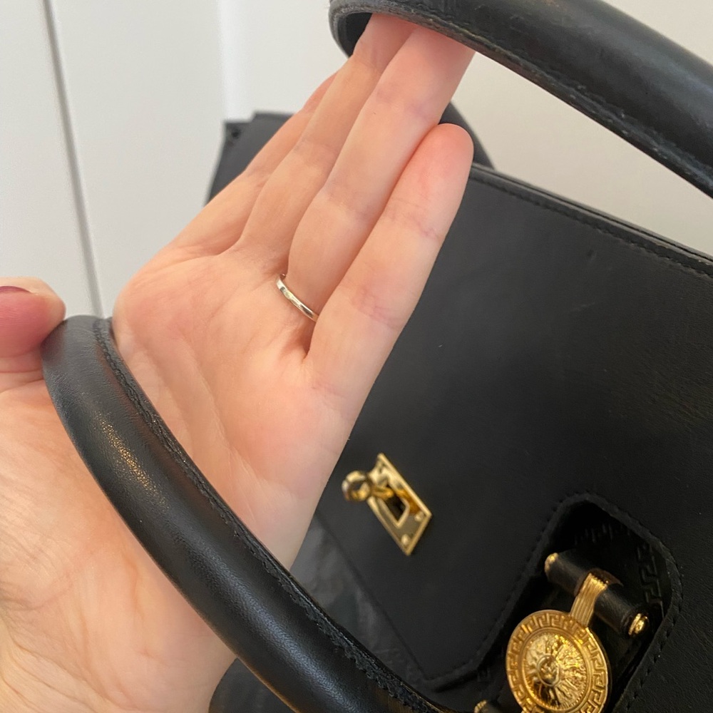 Gianni Versace Medusa quilted black leather Birkin-style Bag Travel Satchel - Picture 4 of 16